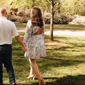 White Floral Engagement Dress
